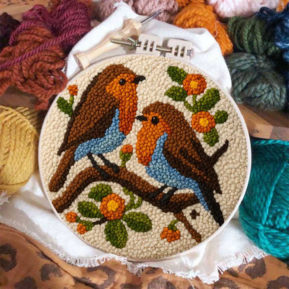 Twin Songbirds Floral Branch Punch Needle Kit – Diy Hand Embroidery | Elegant Home Decor Accent - image 6