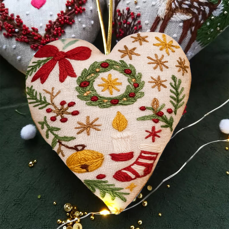 Rubbyoo Heart Embroidery Kit - Christmas Wreath | Personalized Hanging Decor | Unique Needle Craft - image 5