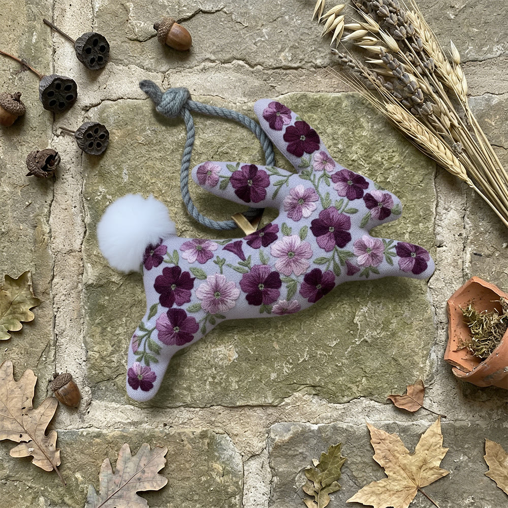 Rubbyoo Rabbit Embroidery Kit - Purple Charming | Cute Gift For Her | Handmade Hanging Decor - image 4