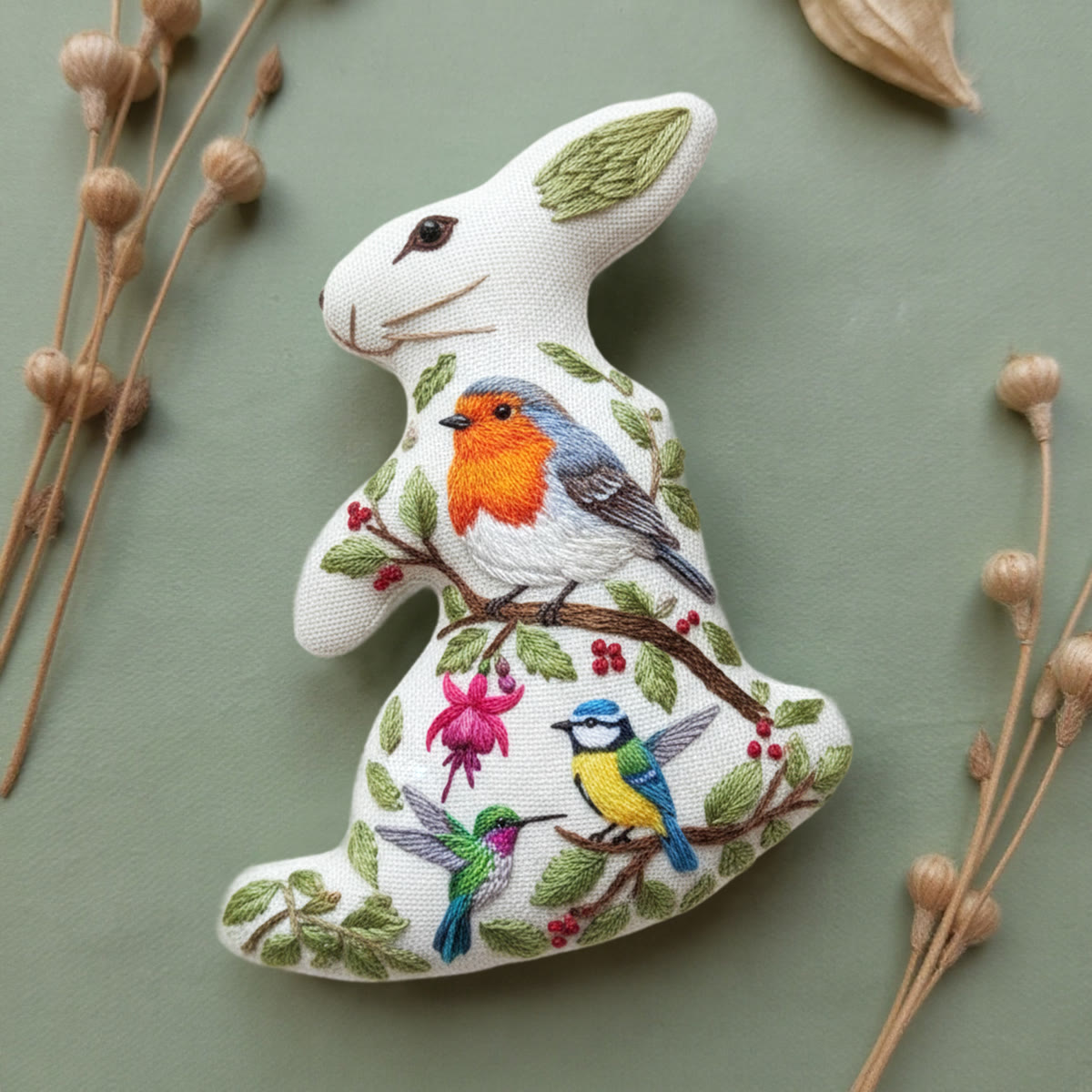 Rubbyoo Rabbit Embroidery Kit - Spring Bird |perfect Gift For Animal Lovers | Special Handmade Art - image 3