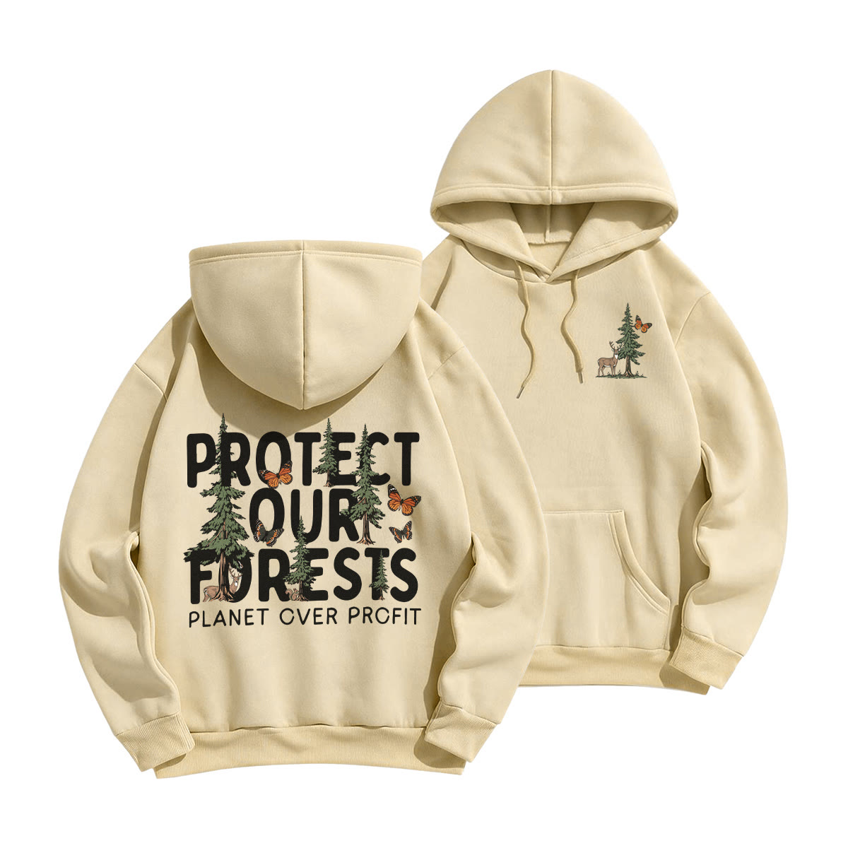 Rubbyoo Protect Our Forests Unisex Hoodie  - Light Coffee - 2XL - image 19