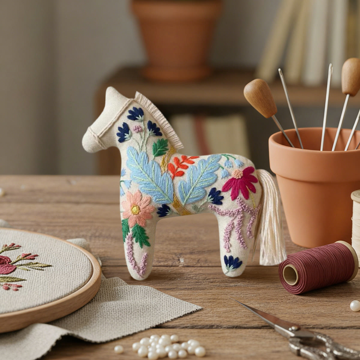 Rubbyoo Dala Horse Embroidery Kit - Vibrant Botanic | Unique Hanging Decor | Adorable Animal Craft  - image 4