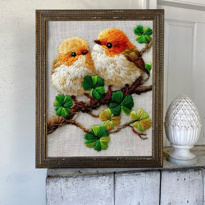 Rubbyoo Embroidery Kit - Twin Birds And Clover | Modern Decorative Craft | Perfect For Beginner Diy - image 5