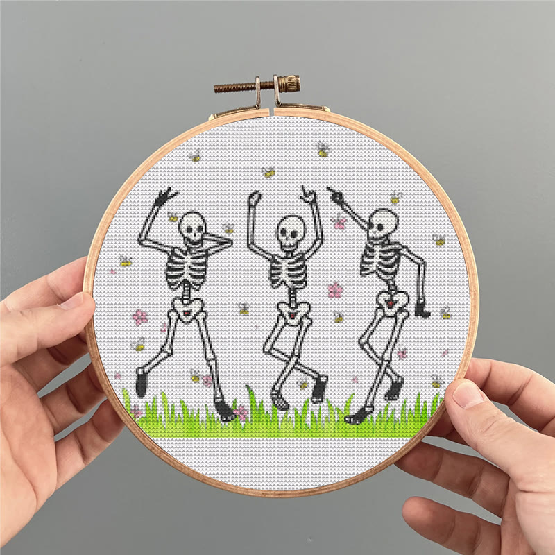  Cross Stitch Kit -  Skeleton Party | Spooky Halloween Craft | Beginner Needle Artwork - image 4