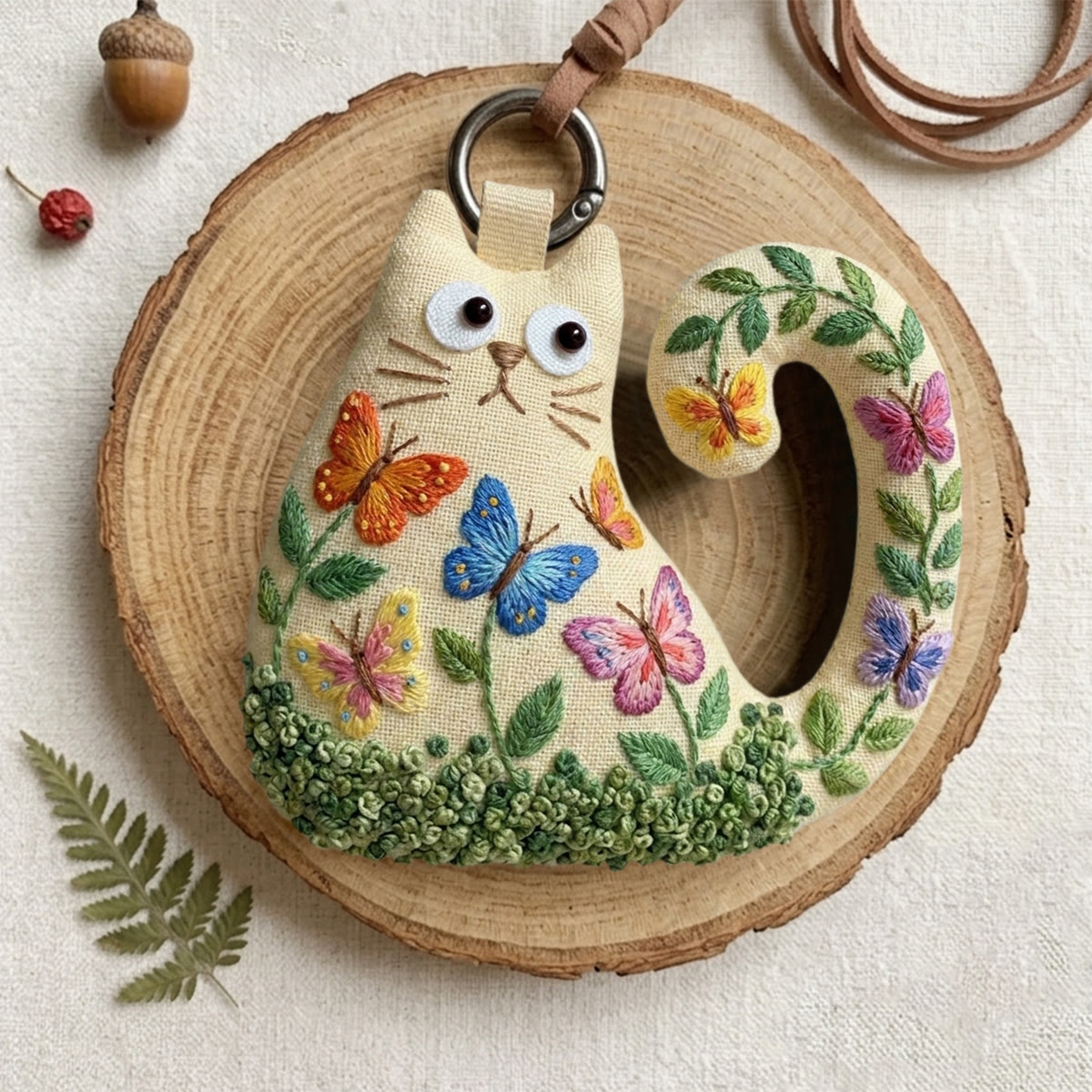 Rubbyoo Cat Embroidery Kit - Butterfly And Floral | Whimsical Gift For Her | Dreamy Nursery Decor - image 6