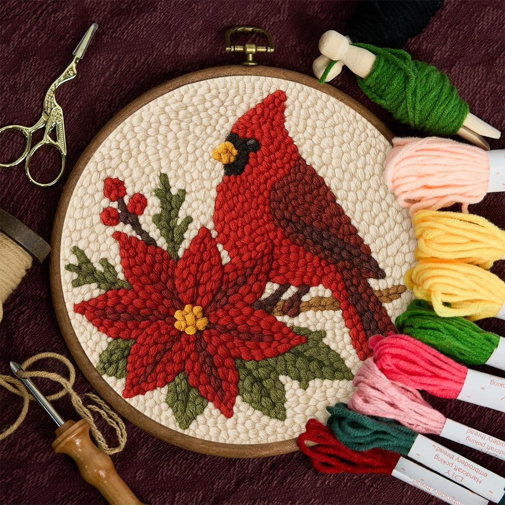 Cardinal Punch Needle Kit – Beginner-Friendly Project | Festive Winter Home Piece - image 11