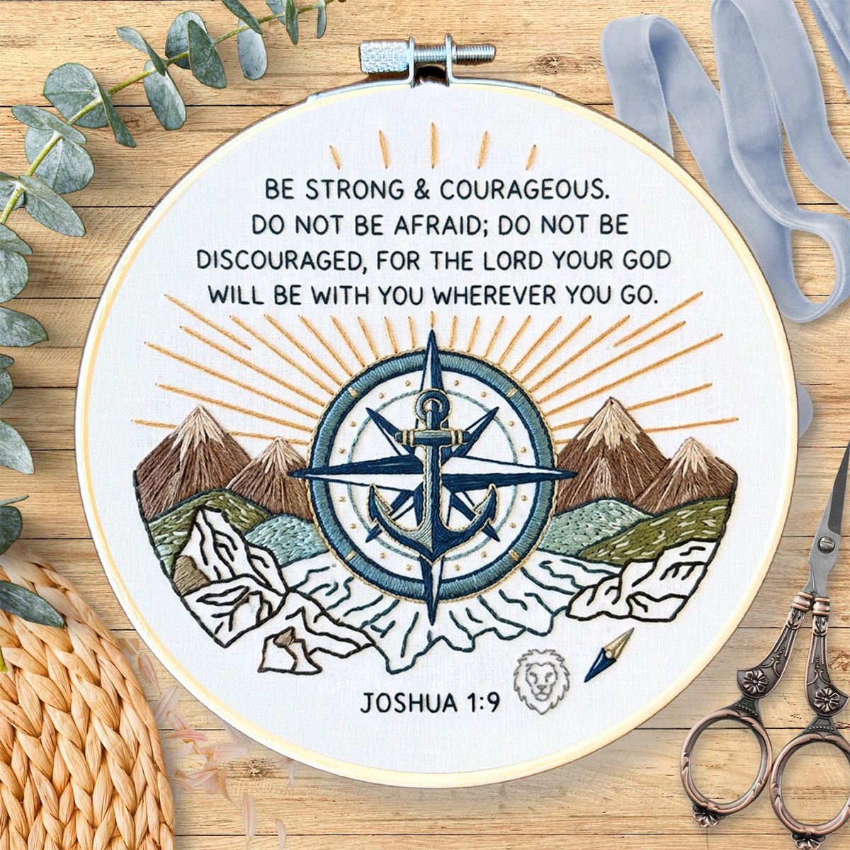 Rubbyoo Embroidery Kit - Be Strong And Courageous | Christian Inspirational Quotes | Diy Wall Hanging Art   - image 5