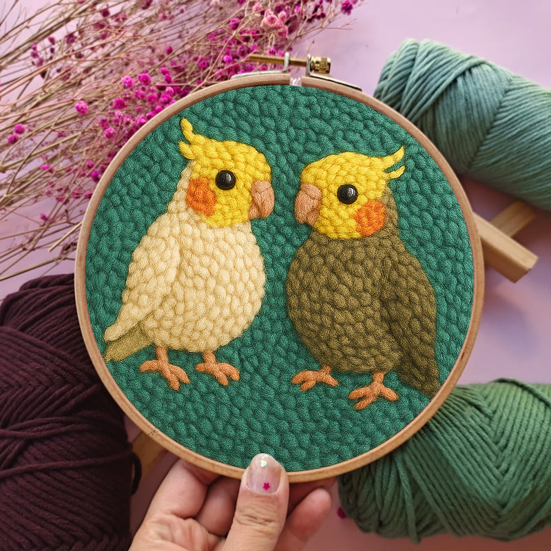  Parrot Couple Punch Needle Kit - Lovely Bird Needlework | Nice Wedding Handicraft - image 3