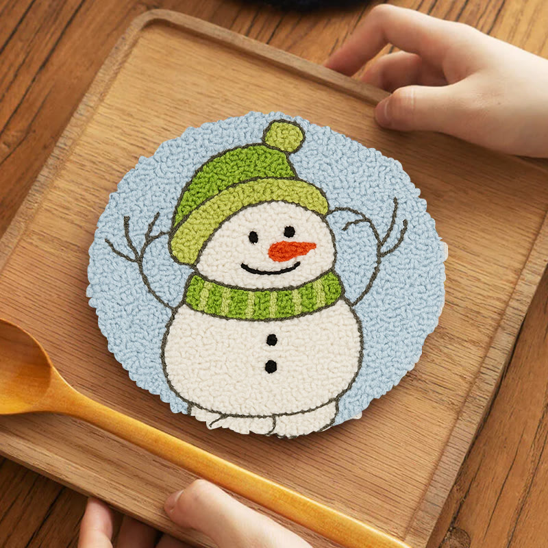  Little Snowman Punch Needle Kit - Cute Christmas Hanging | Easy Handmade Art - 5 inch Coaster Kit - image 11