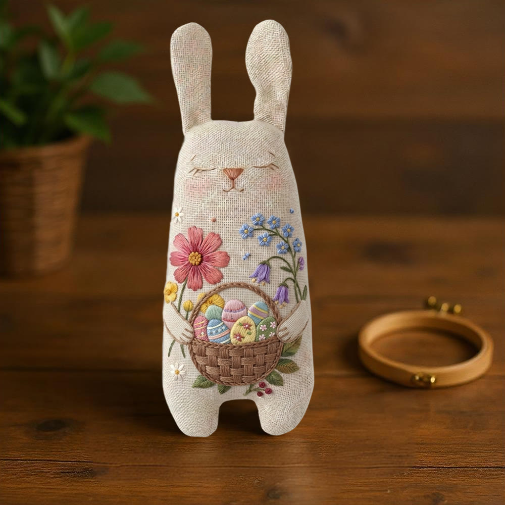 Rubbyoo Bunny Toy Embroidery Kit - Floral Easter Egg Basket | Joyful Diy Stuffed Rabbit | Portable Sewing Kit - image 4