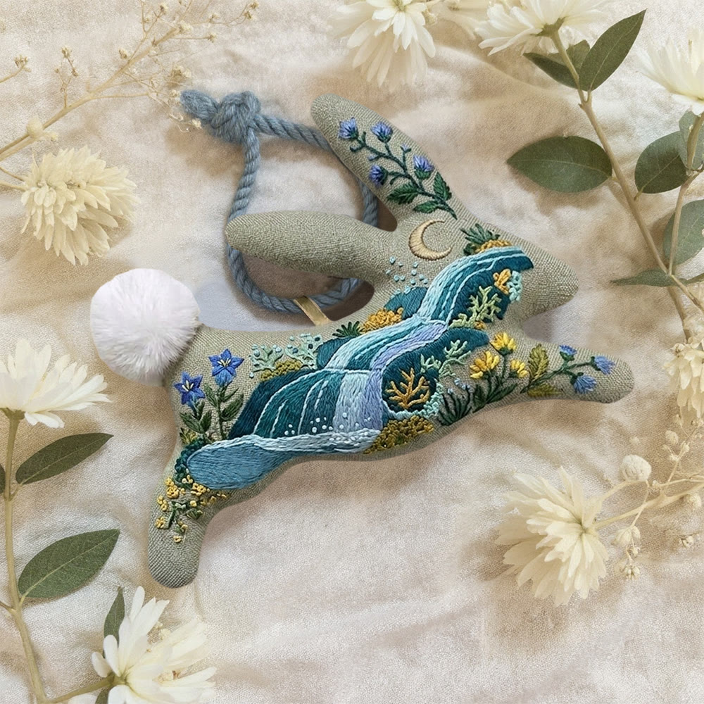 Rubbyoo Rabbit Embroidery Kit - Moonlit Waterfal | Diy Landscape Art | Perfect Needlework Gift - image 3
