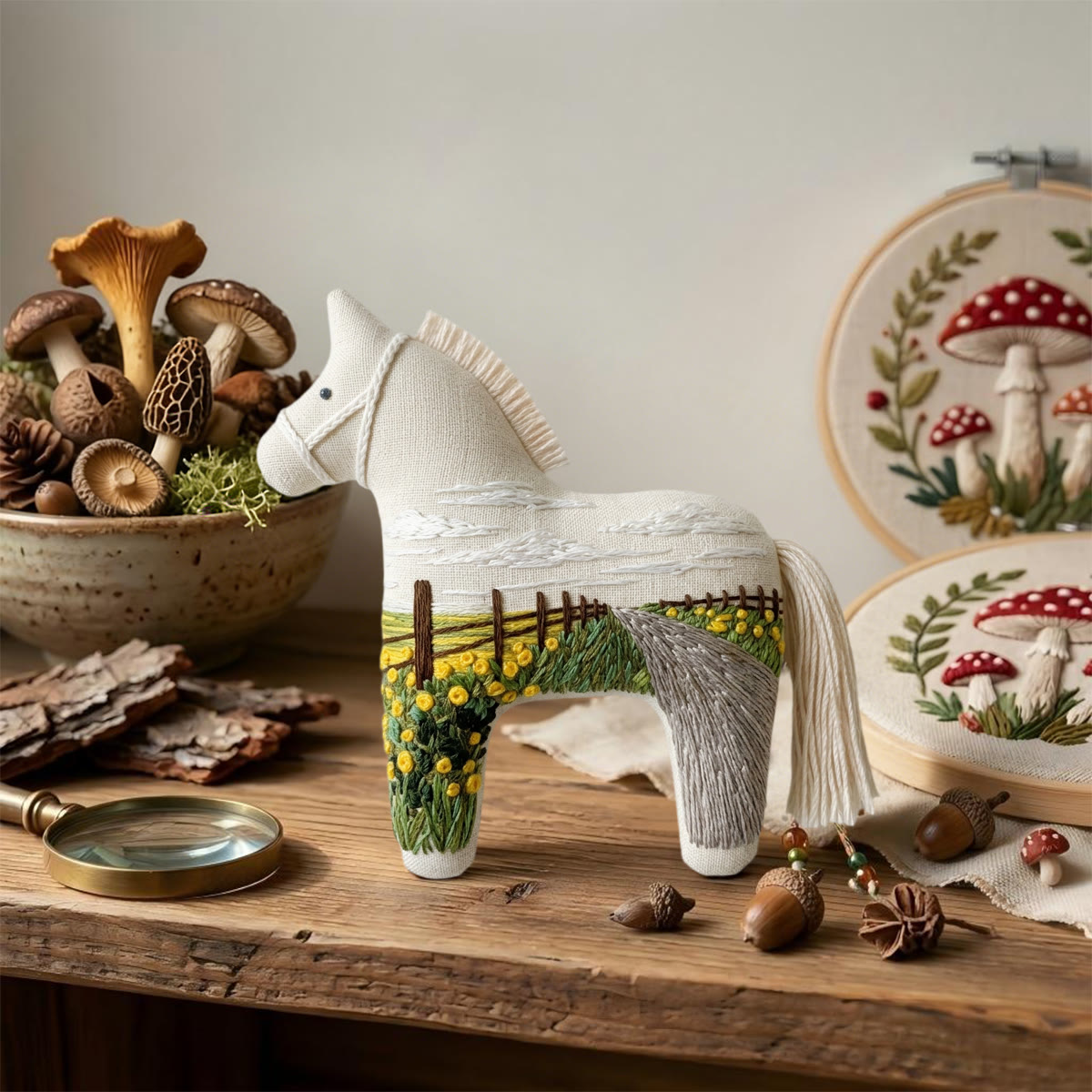 Rubbyoo Dala Horse Embroidery Kit - Suburban Scenery | Stuffed Handmade Toy | Unique Home Decor - image 7