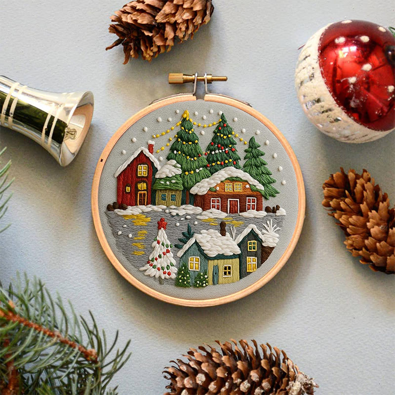 Rubbyoo Embroidery Kit - Christmas Colorful Cottage | Ideal Holiday Gifting Choice | Rich Texture Stitch Craft - image 7