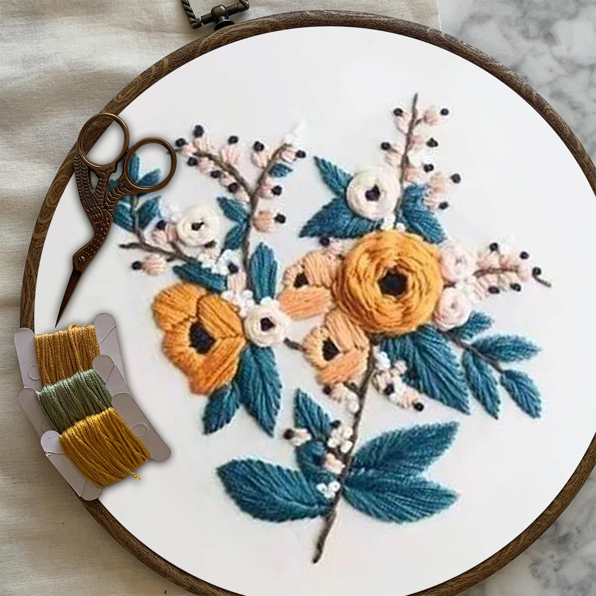 Rubbyoo Embroidery Kit- Modern Flower Design 2 | Diy Craft Kits,Hand Stitch,For Craft Lover - image 7