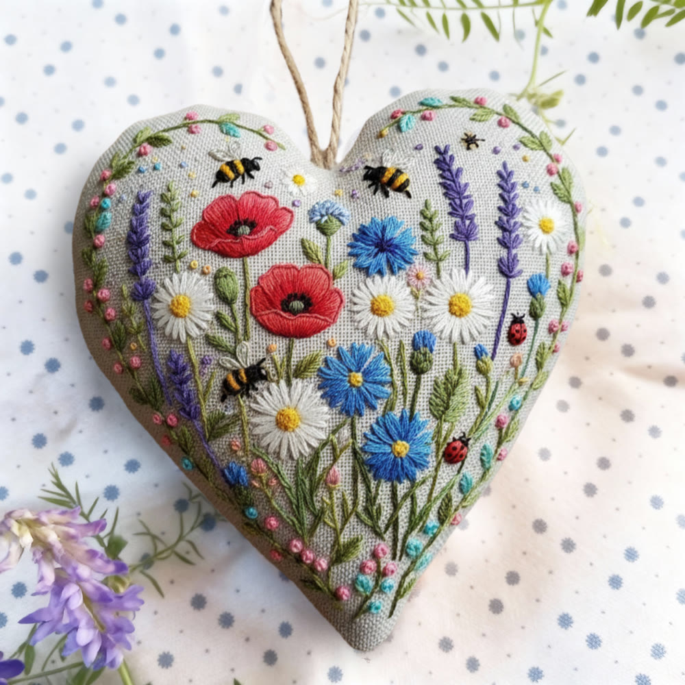 Rubbyoo Heart Embroidery Kit - Poppy And Wildflower Meadow | Fresh Diy | Vibrant Home Touch - image 8