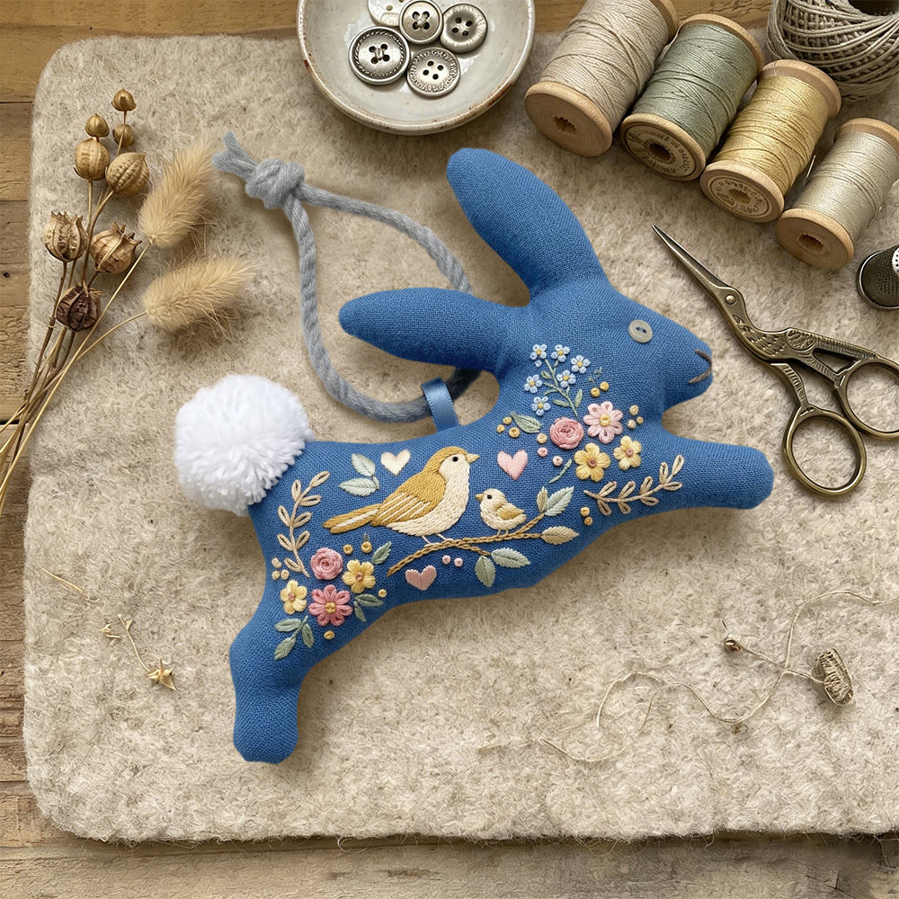 Rubbyoo Rabbit Embroidery Kit - Birds On Branch Design | Meaningful Gift For Mom | Stitched Textile Art - image 3