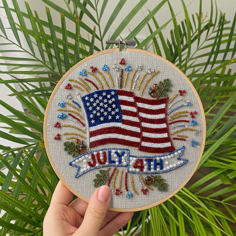 Rubbyoo Bead Embroidery Kit - 4th Of July | Diy Handmade Craft | Unique Hoop Art - image 7