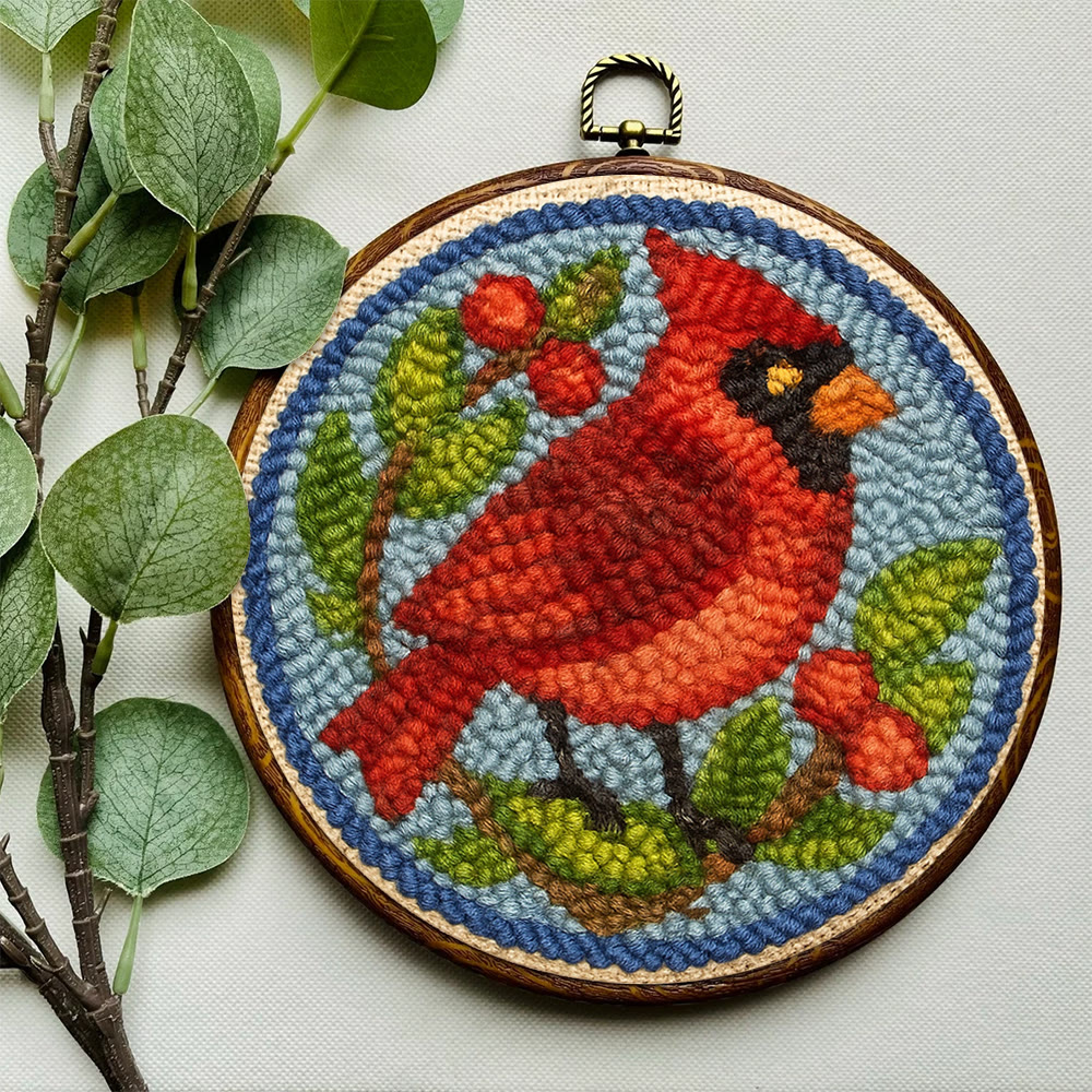Christmas Cardinal Punch Needle Kit - Christmas Decoration Needlework | Gifts For Bird Lovers  - image 5