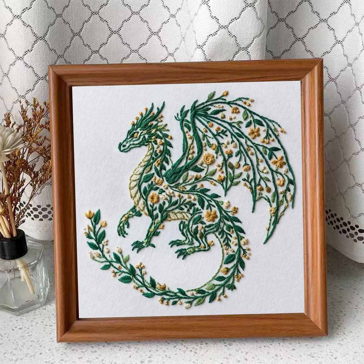 Rubbyoo Embroidery Kit - Forest Dragon | Mythical Dragon Hoop Art  | Special Animal Motif Kit For Kids - Embroidery Kit Plus An Extra Frame - image 10