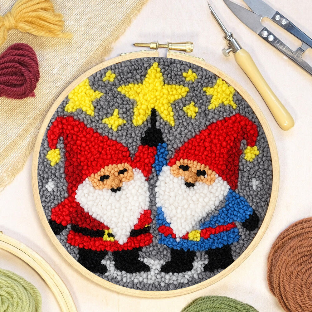 Starry Night Gnomes Punch Needle Kit - Diy Christmas Coaster | Perfect Craft For Beginner  - image 8