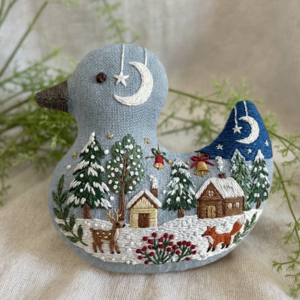 Rubbyoo Duck Embroidery Kit - Reindeer And Fox | Gift For Embroidery Enthusiasts | Nursery Wall Hanging - image 5
