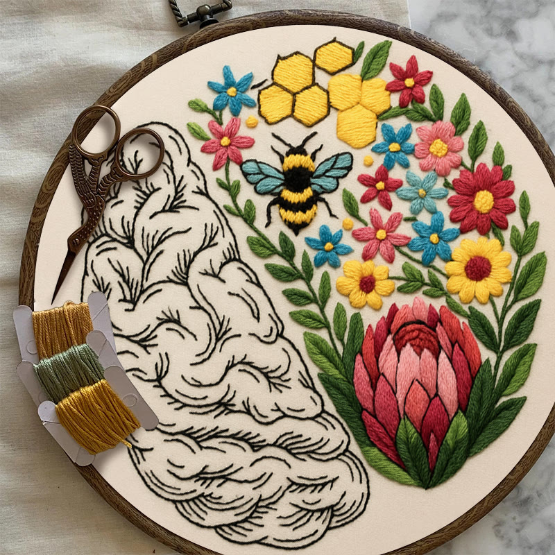 Rubbyoo Embroidery Kit - Floral Brain | Diy Creative Needlepoint | Art Crafts For Home Decor  - image 6