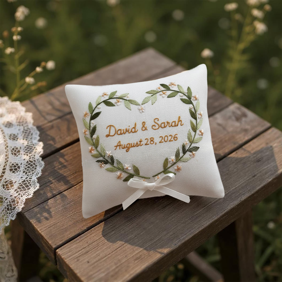 Rubbyoo Personalized Ring Bearer Pillow Embroidery Kit - Heart-shaped Wreath With Names | Handcrafted Keepsake | Engagement Celebrations - image 11