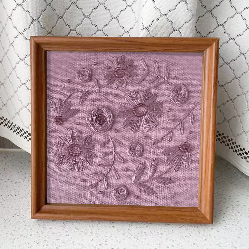 Rubbyoo Embroidery Kit - Purple Charm | Diy Floral Artwork | Easy Handmade Craft For Beginner - Embroidery Kit Plus An Extra Frame - image 11