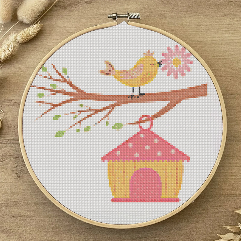  Cross Stitch Kit - Spring Birdhouse | Diy Sewing Birthday Gifts | Handmade Home Decoration - image 7