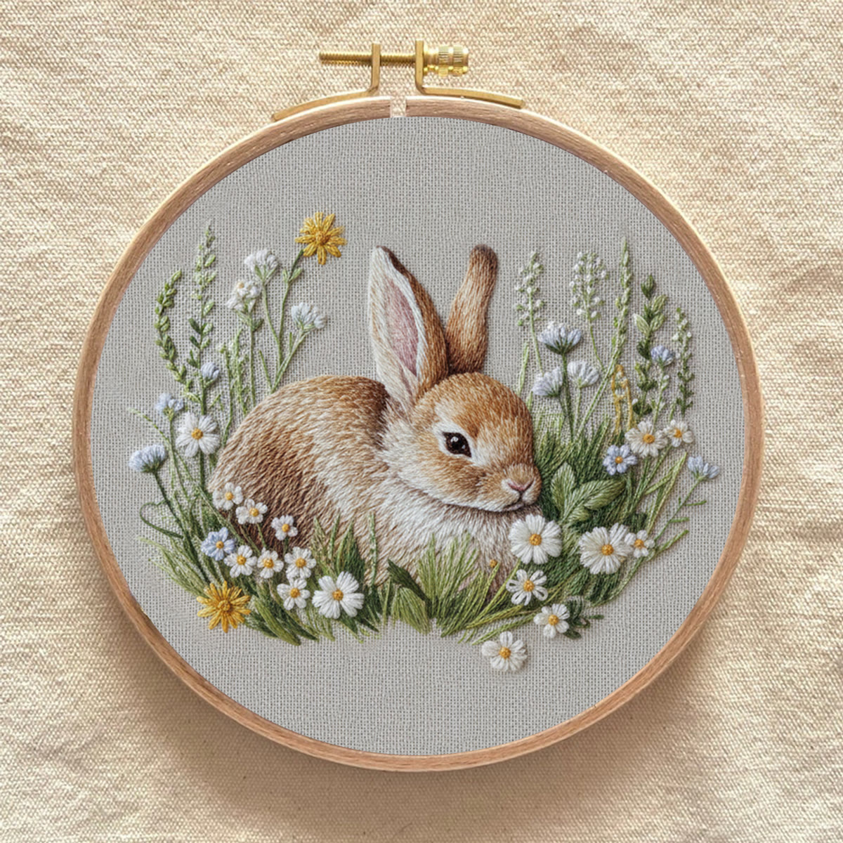 Rubbyoo Embroidery Kit - Rabbit In The Grass | Modern Beginner Craft |  Cute Hoop Art - image 8