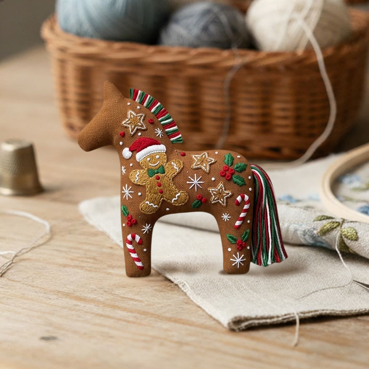 Rubbyoo Dala Horse Embroidery Kit - Christmas Gingerbread Man | Lovely Xmas Tree Decor | Thoughtful Holiday Gift For Beginners - image 6