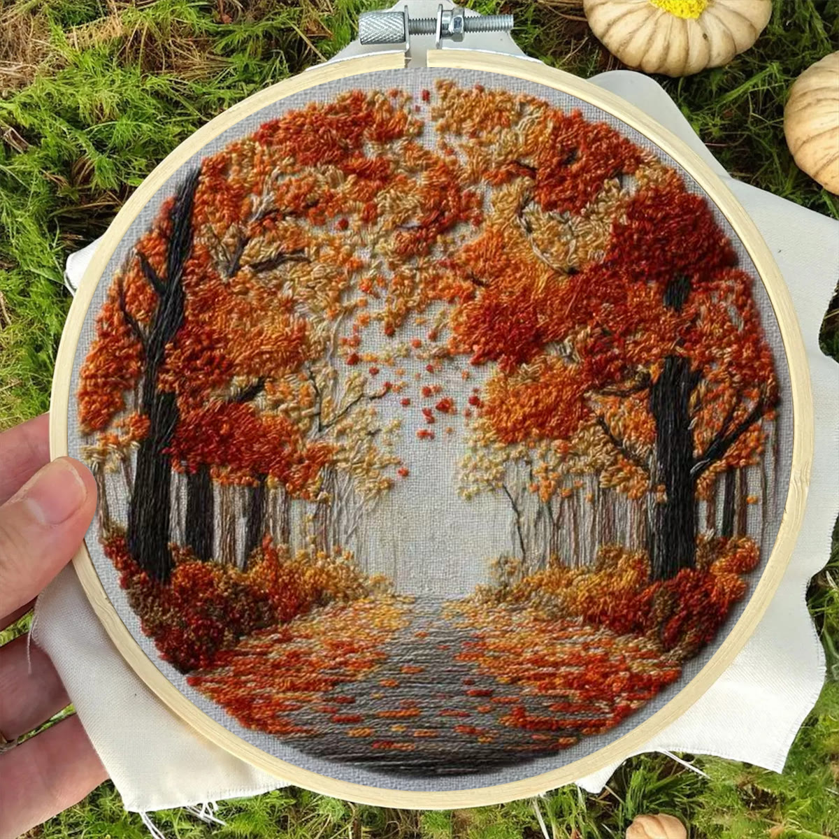 Rubbyoo Embroidery Kit - Fall Streets | Diy Hoop Art | Unique Landscape Needlecraft - image 7