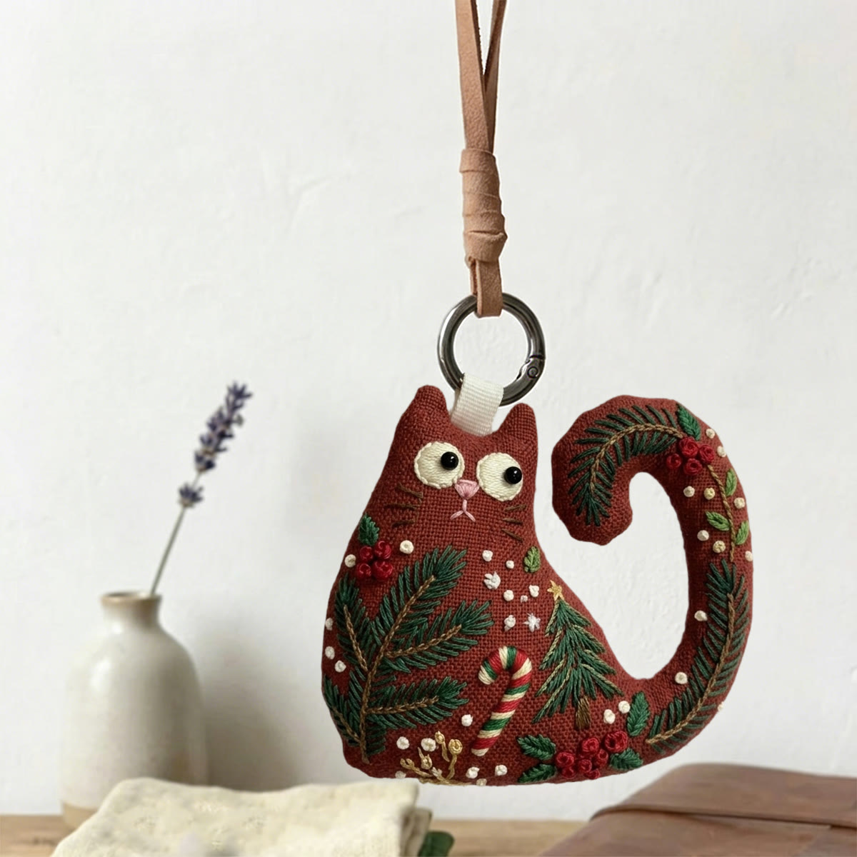 Rubbyoo Cat Embroidery Kit - Christmas Tree And Pine | Cute Gift For Her | Holiday Party Favor - image 5