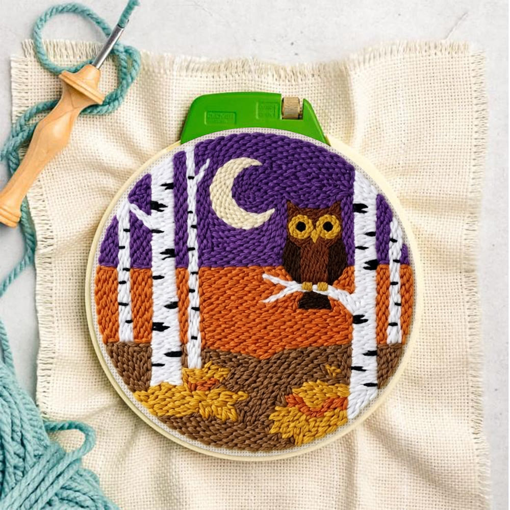 Owl & Birches King Punch Needle Kit - Whimsical Easy-to-do Craft Gift | High Saturation Style Studio Ornament - image 8