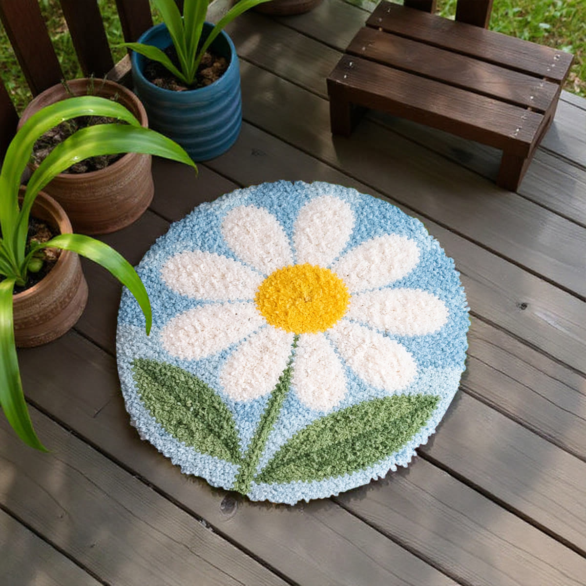 Rubbyoo Latch Hook Rug Kit - Little Flower | Floral Bedroom Mat | Nice Birthday Gift  - image 7