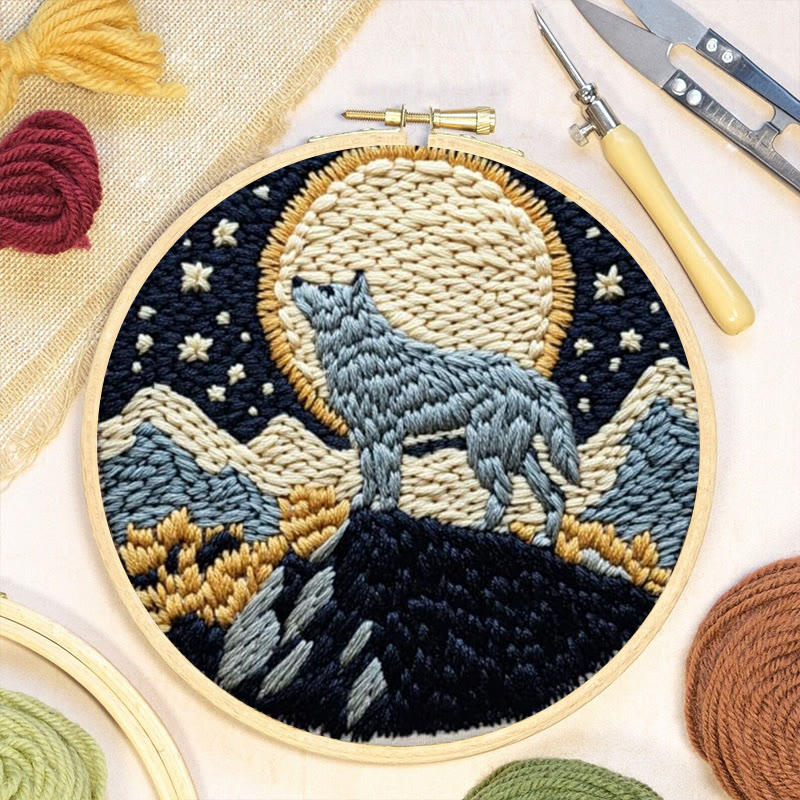 Wolf And Moon Punch Needle Kit - Unique Needle Artwork | Perfect Wall Hanging - image 3