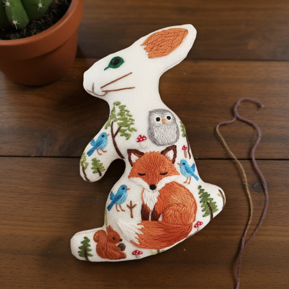 Rubbyoo Rabbit Embroidery Kit - Fox And Owl | Adorable Animal Art | Diy Bag Accessories - image 10