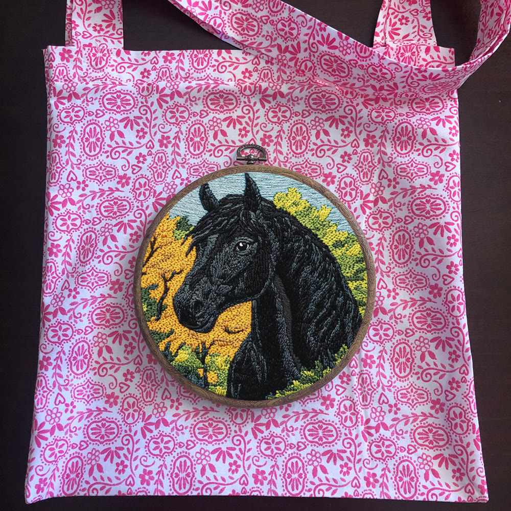 Black Horse Punch Needle Kit - Diy Animal Handmade Crfat | Perfect Home Ornament  - image 11