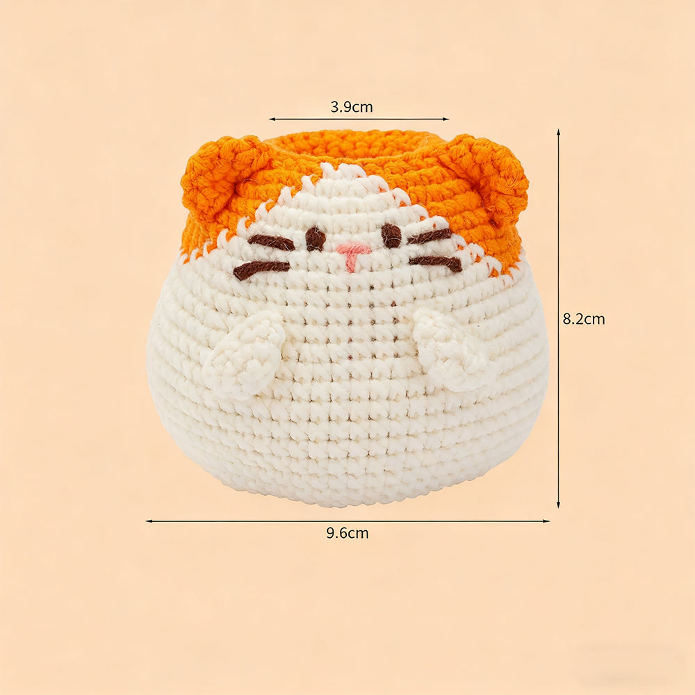 Diy Handmade Cats Pen Holder Crochet Kit -  Creative Pots Handicraft | Unique Decorative Gift Idea  - Orange cat - image 6