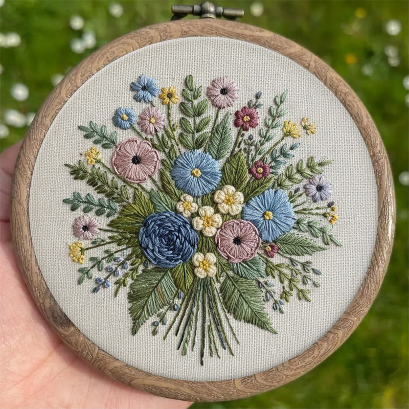 Rubbyoo Embroidery Kit - Wildflower Bouquet | Blooming Handmade Art | Spring Stitch Pattern - image 4