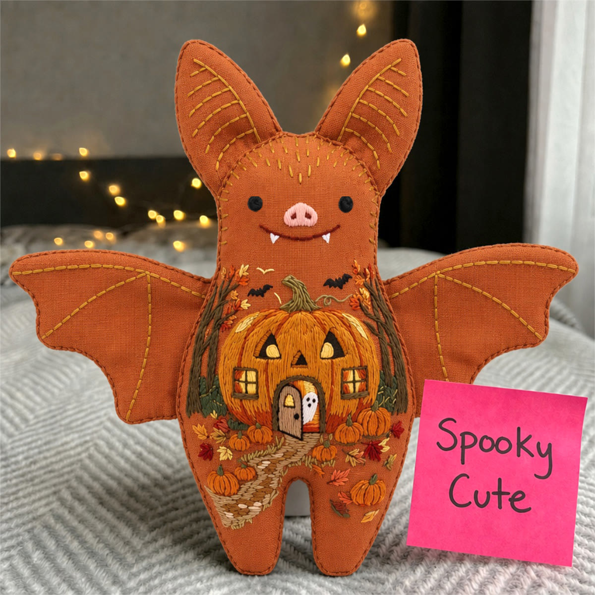 Rubbyoo Bat Embroidery Kit - Pumpkin House |  Creepy Cute Gift | Bedroom Hanging Decor - image 8