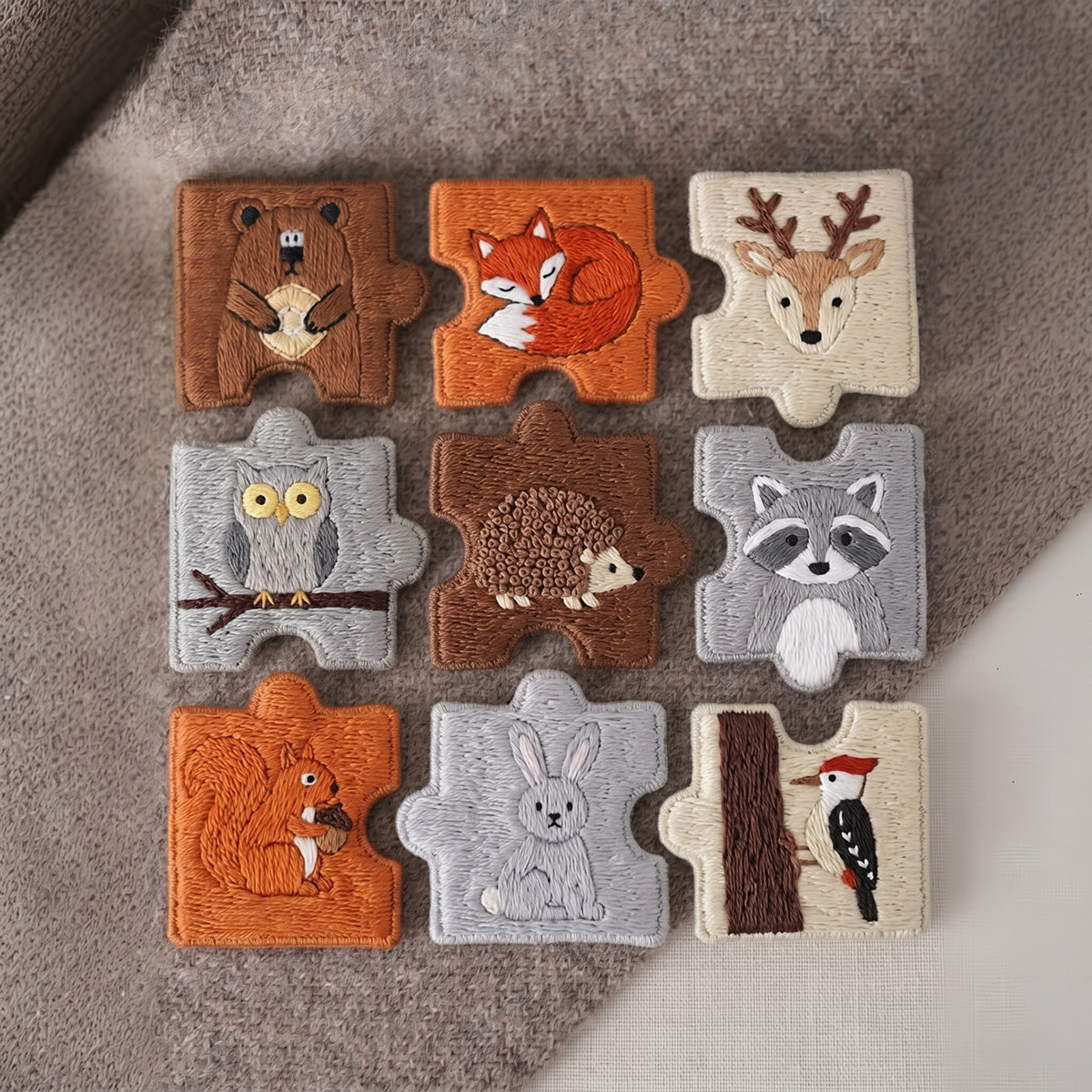 Rubbyoo Diy Magnet & Brooch Embroidery Puzzle Kit - Woodland Animals | Nursery Decor Aesthetics - image 3