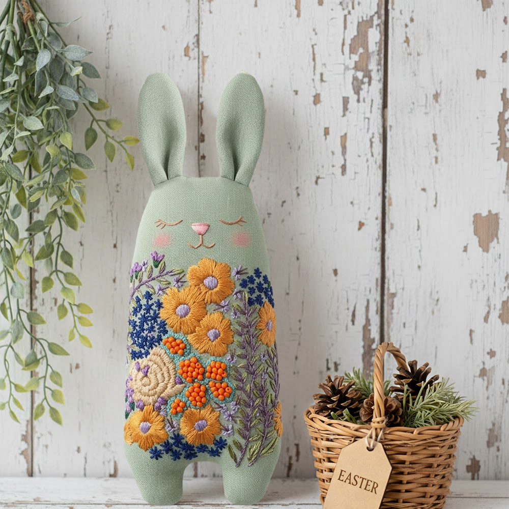 Rubbyoo Bunny Toy Embroidery Kit - Wildflower Bouquet | Hand-stitched Textile Art | Unique Keepsake Gift  - image 2