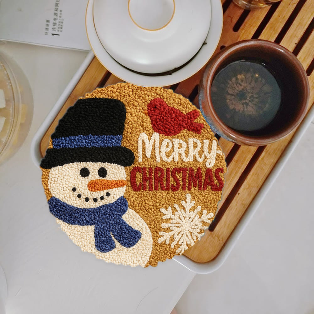 Merry Christmas Punch Needle Kit - Creative Yarn Craft | Handmade Holiday Ornament - 5 inch Coaster Kit - image 11