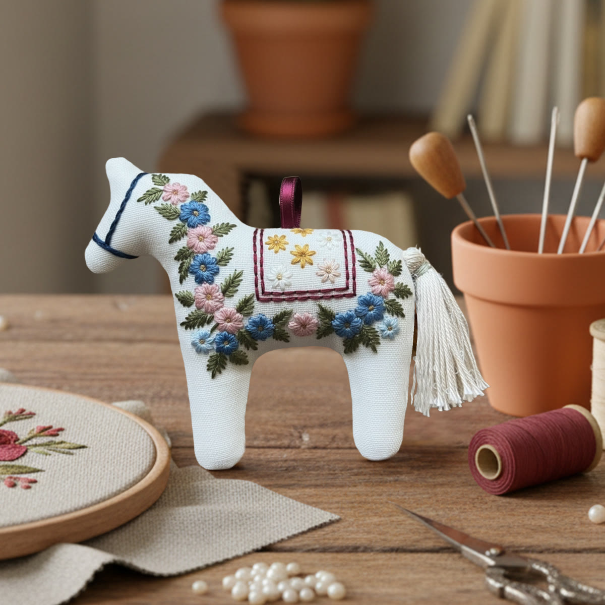 Rubbyoo Horse Embroidery Kit - Floral Wreath | Animal Handmade Art | Diy Stitch Craft  - image 6