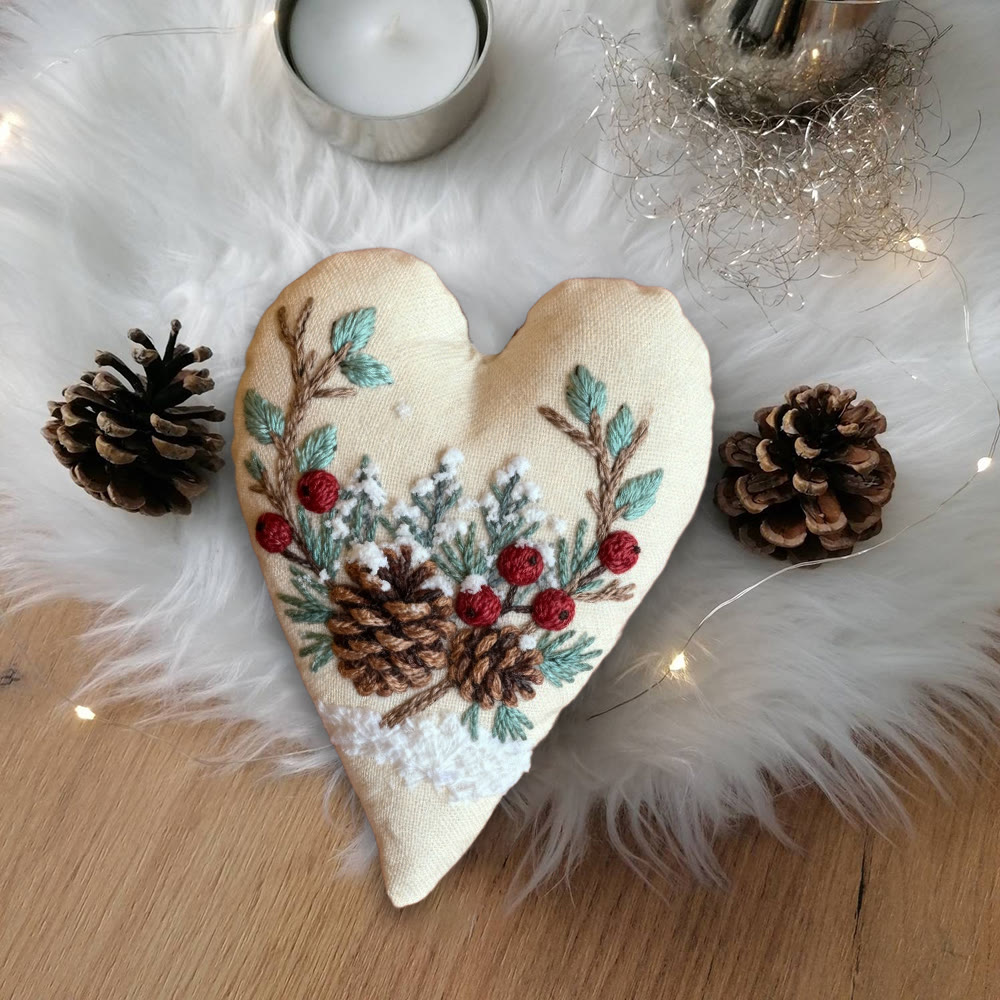 Rubbyoo Heart Embroidery Kit - Christmas Pine Cones | Holiday Celebration Craft | Unique Stitch Art  - image 7