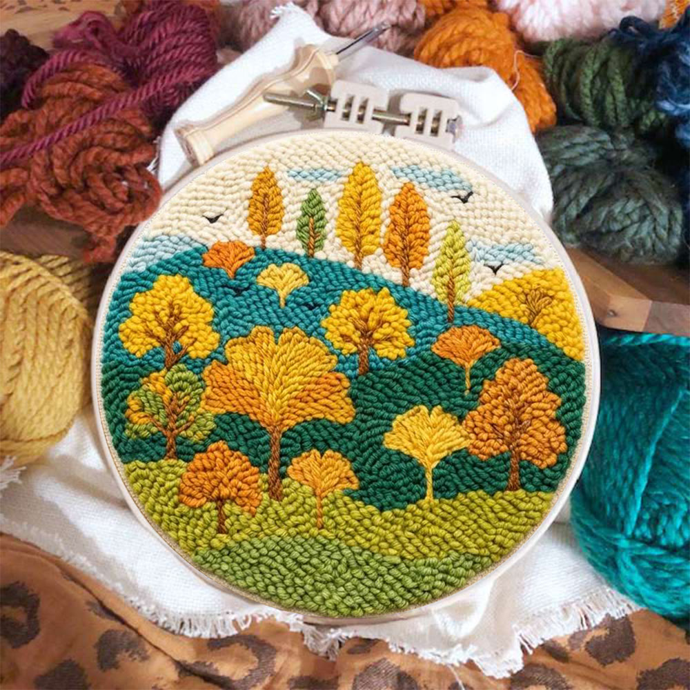 Autumnal Colorful Woods Punch Needle Kit – Easy Diy Creation | Delightful Art Gift - image 3