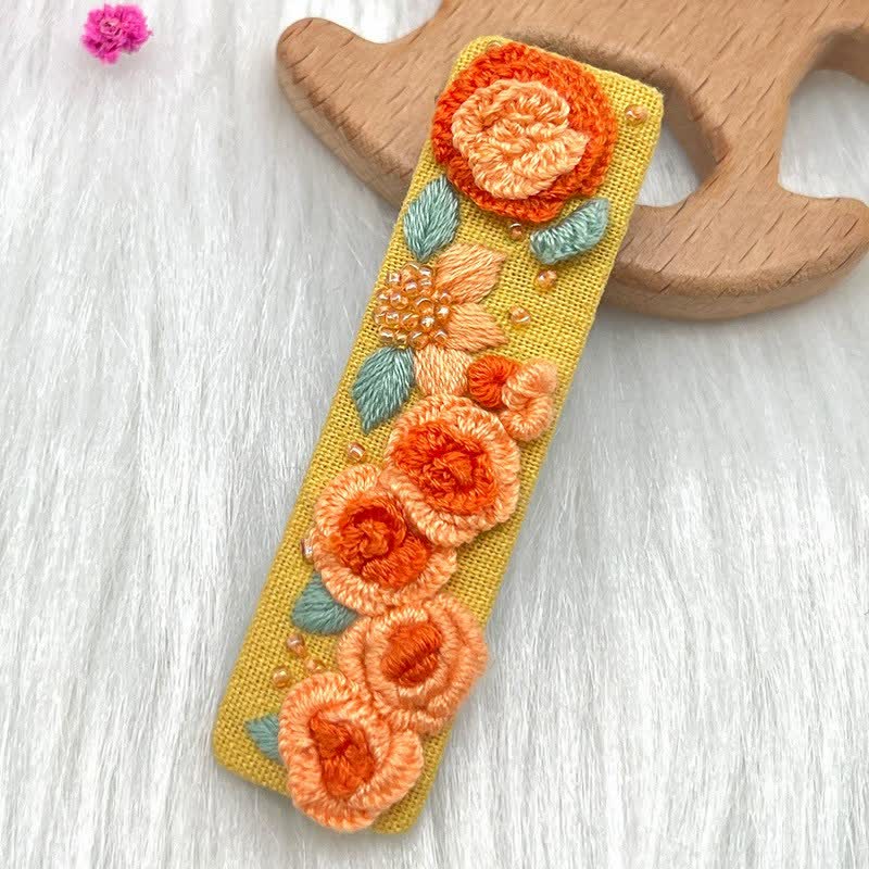 Embroidered hair clip DIY handmade material bag hair accessory headpiece - image 19