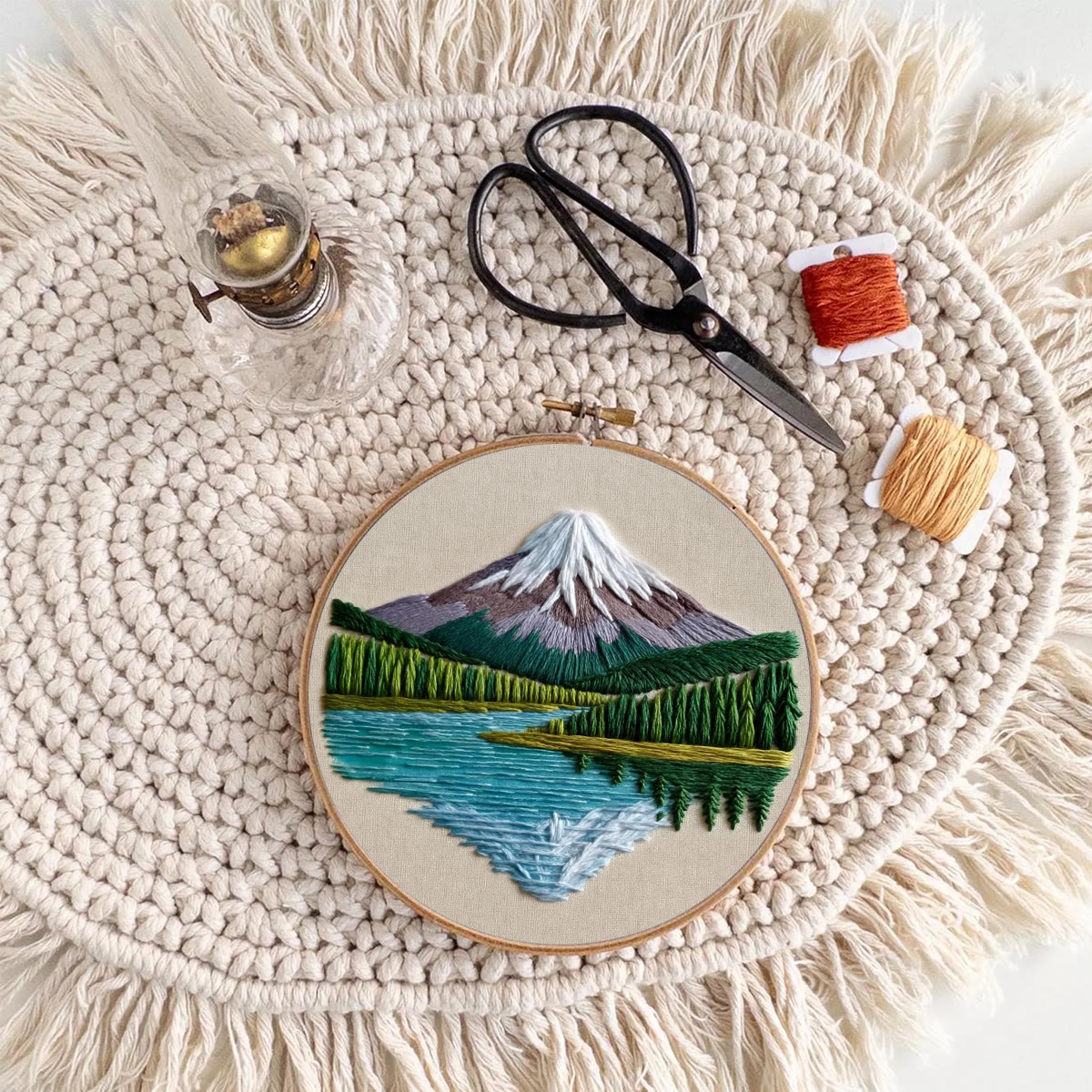 Rubbyoo Embroidery Kit - Snow-capped Mountain Lake | Accessible Diy | Serene Home Vibe - image 8