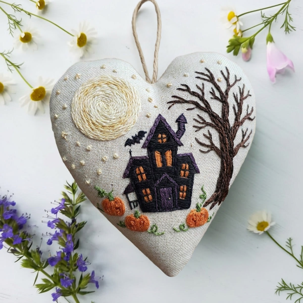 Rubbyoo Heart Embroidery Kit - Haunted House | Halloween Spooky Decoration | Perfect For Wall Hanging  - image 3